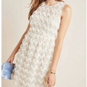 Anthropologie Priscilla Dress Cream Fringe Texture